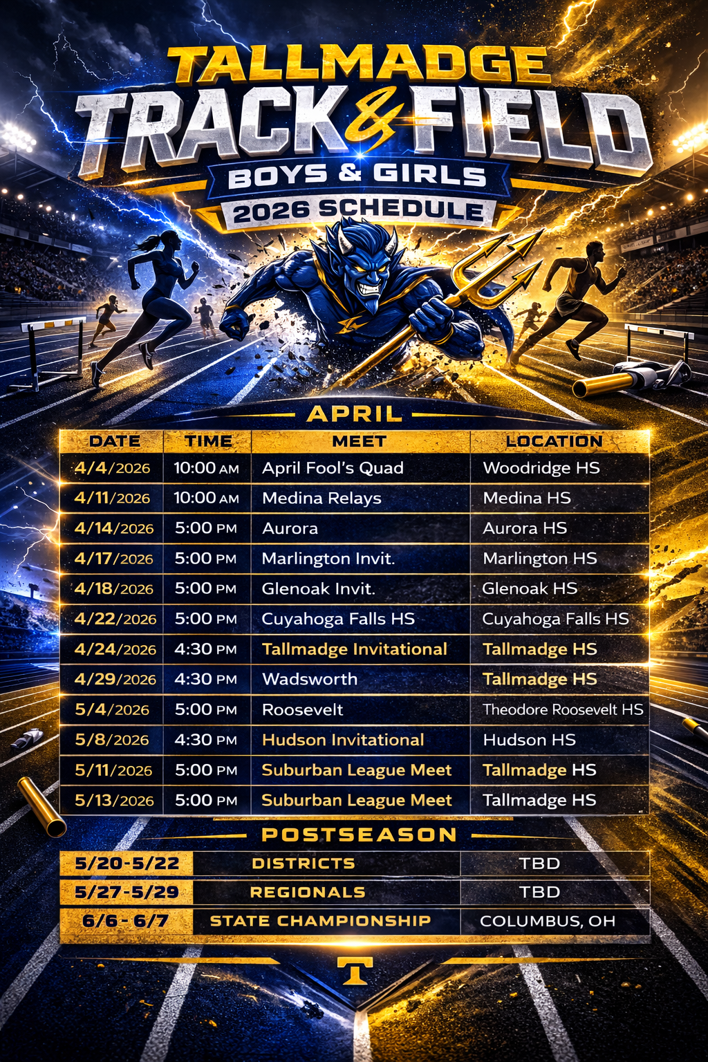 Track And Field Schedule Tallmadge 2026
